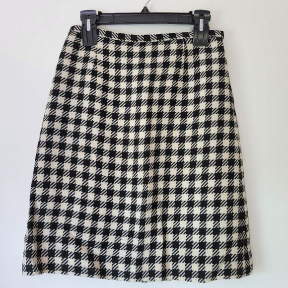 Dana Buchman Black and White A-Line Skirt Pencil 100% Wool 6 - Picture 1 of 8